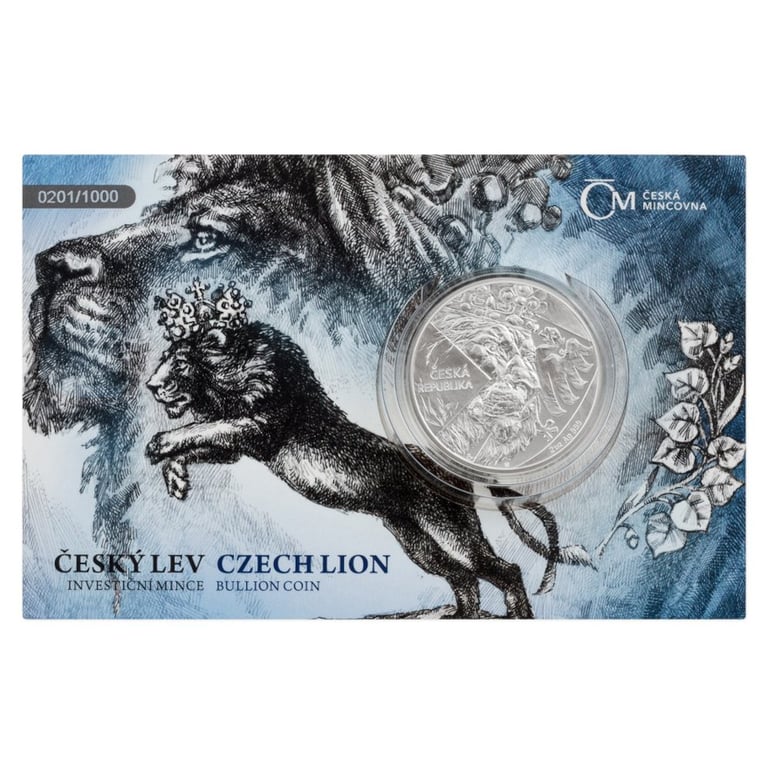 Silver Czech Lion 2 oz - in blister 2024 in the original coin case