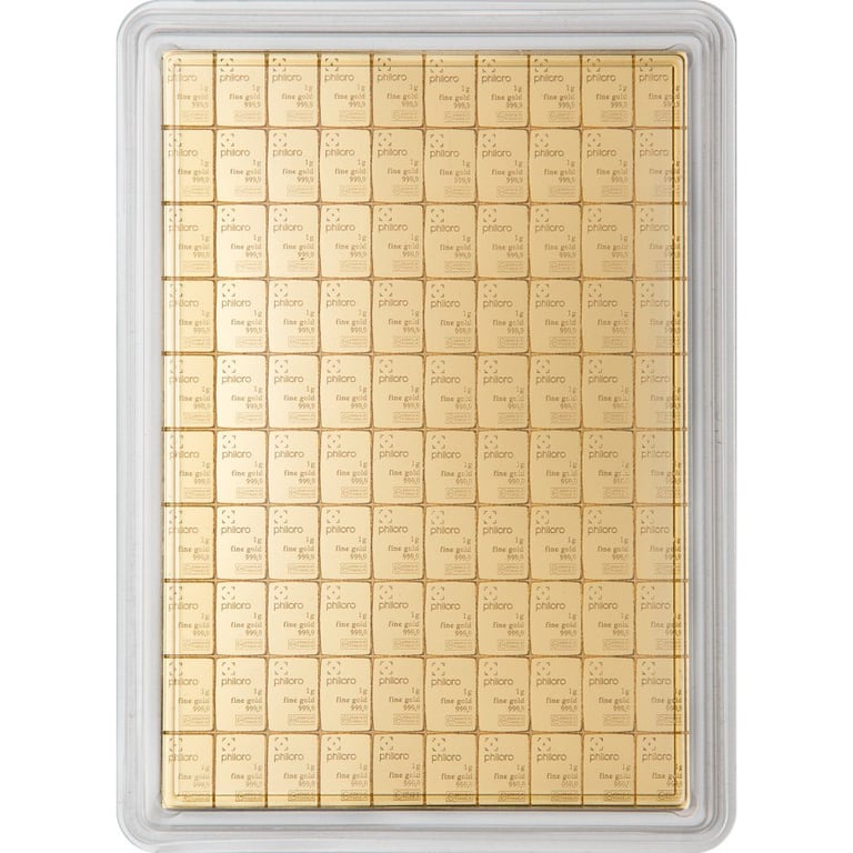 Front of the Gold CombiBar® 100 x 1 g - philoro