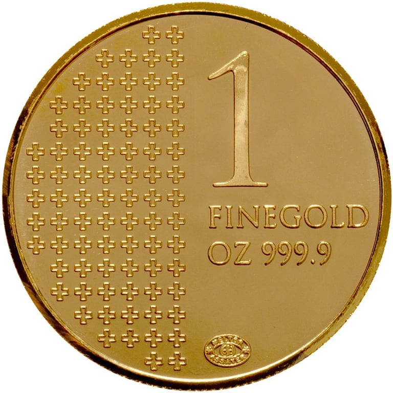 Back of the Gold Helvetia 1 oz 