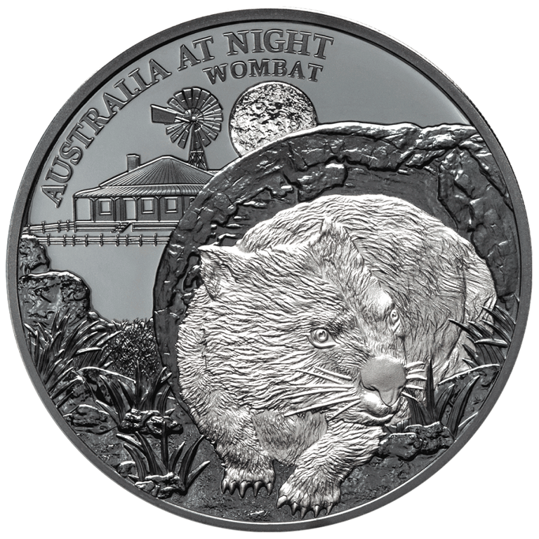 Front of the Silver Wombat 1 oz 2021 - Black Proof