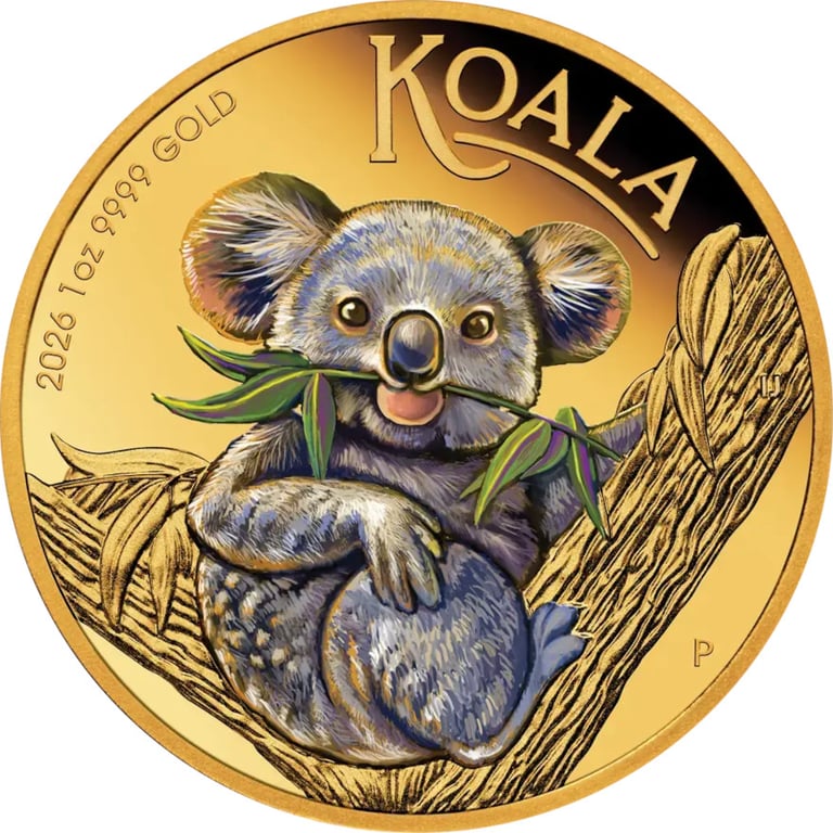 Front of Gold Koala 1 oz PF - colored 2026