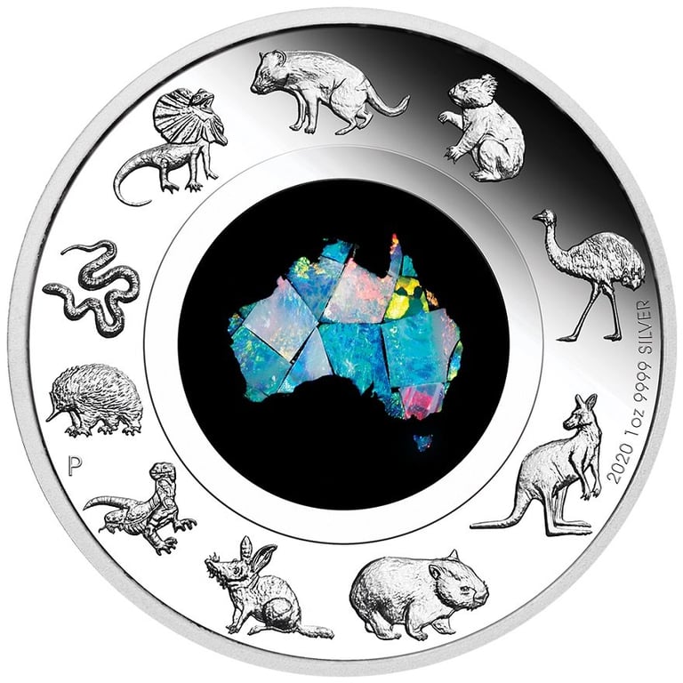 Front of the Silver Opal Coin - Great Southern Land 1 oz PF