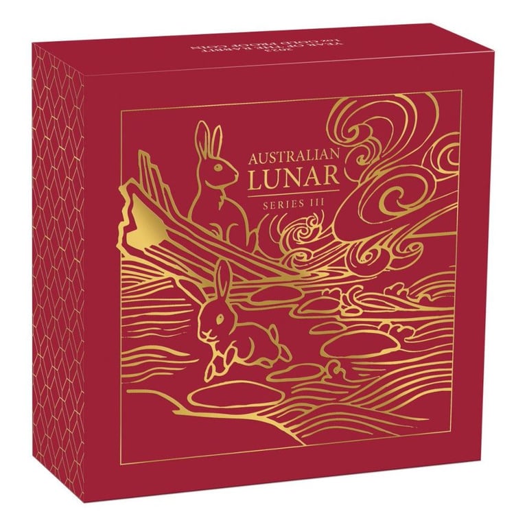 Original coin case of the Gold Lunar III 1 oz Rabbit PF - Perth Mint 2023