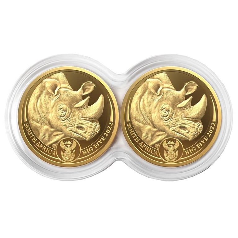 Front of the Gold Rhino Big Five Series II - 2 x 1/4 oz PF Set Double Capsule - 2022