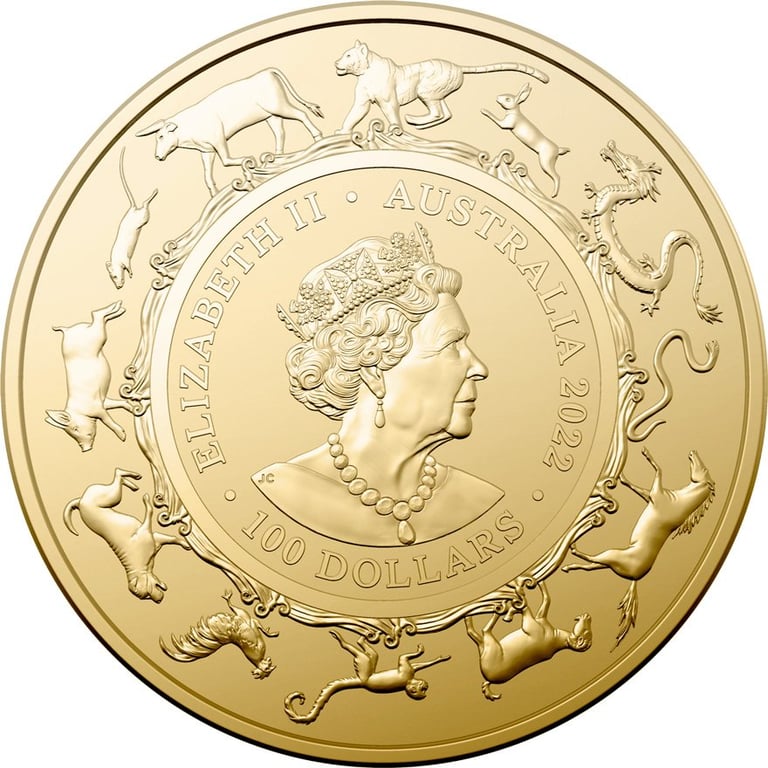 Back of the Gold Lunar Tiger 1 oz - RAM 2022