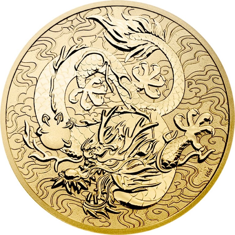 Front of the Gold Chinese Myths and Legends 1 oz - Dragon 2022