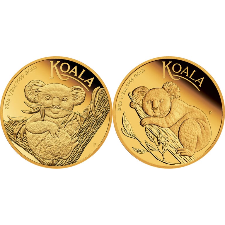 Front of Gold Coin Set - 2 x 1/2 oz Koala Proof - 1st Releases & 2026