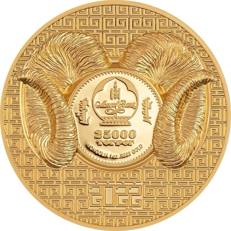 Back of the Gold Magnificent Argali 1 oz PF - High Relief 2022