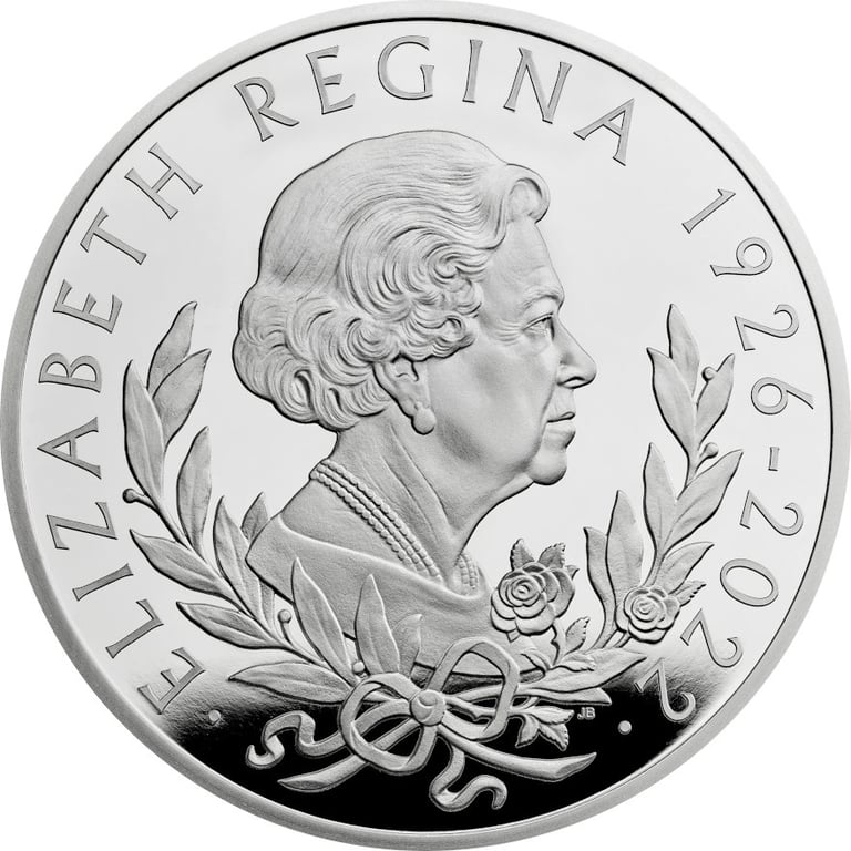 Front of the Silver Her Majesty Queen Elizabeth II 1 oz PF - The Royal Mint