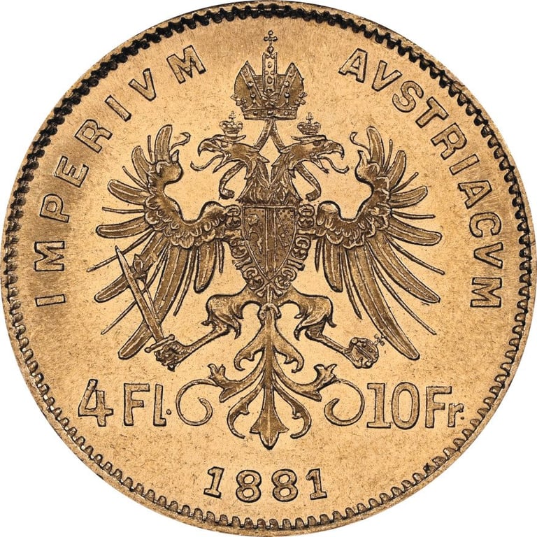 Back of the Gold 4 Florin Gulden - various years