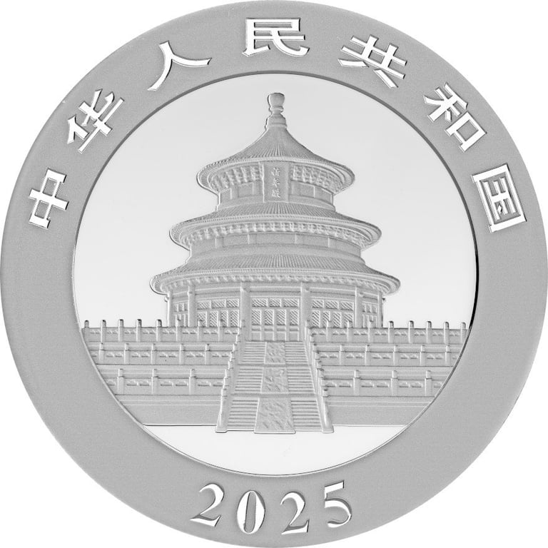Back of the Silver China Panda 30 g - 2025