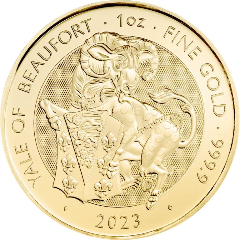 Front of the Gold Yale of Beaufort 1 oz - Royal Tudor Beasts 2023