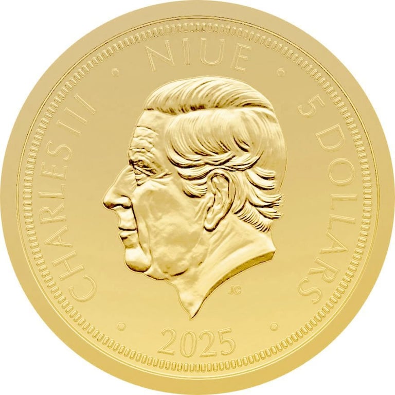 Back of the Gold Czech Lion 1/25 oz - 2025