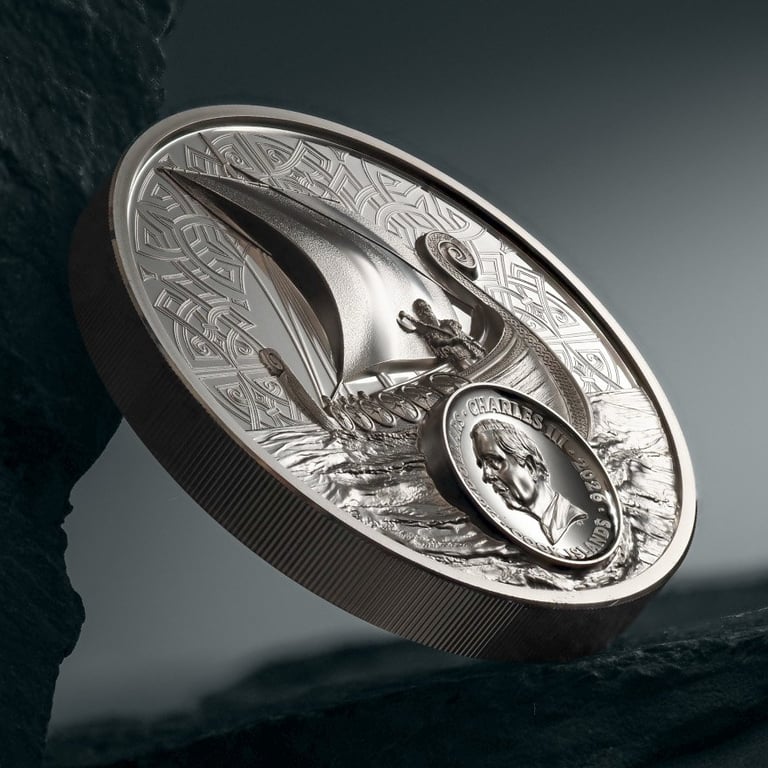 Side view back of Savage Vikings 3 oz Proof - Ultra High Relief 2026
