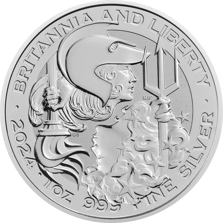 Front of the Silver Britannia & Liberty 1 oz - 2024