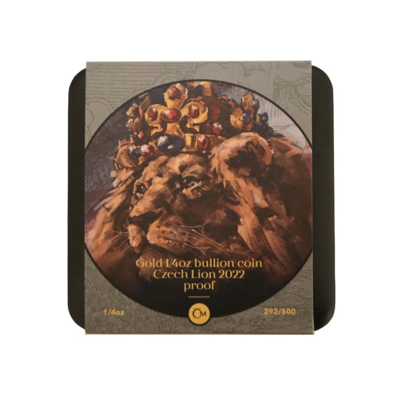 Original coin case of the Gold Czech Lion 1/4 oz - PG - 1st Edition