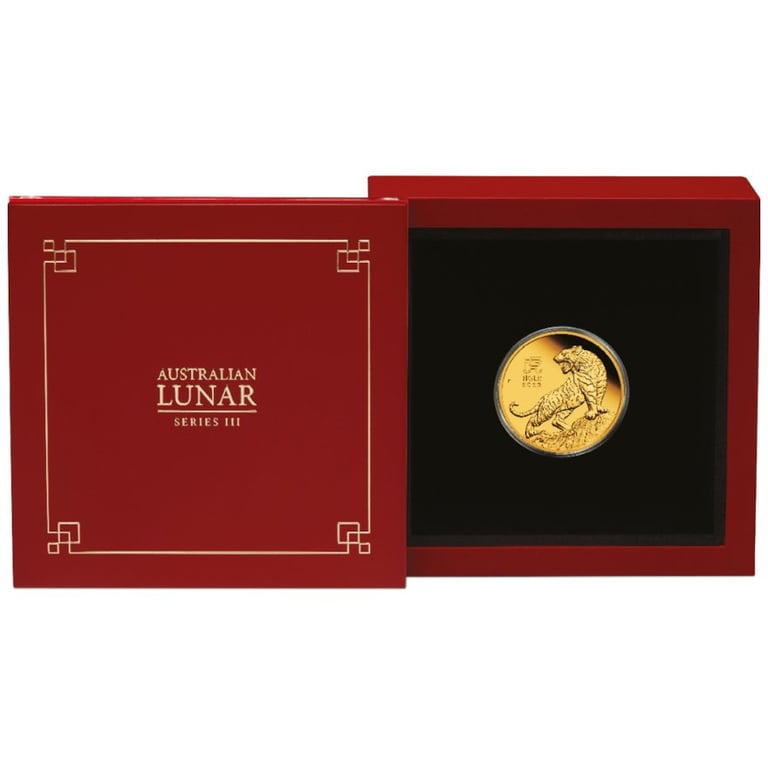 Gold Lunar III Tiger 1/4 oz PF - 2022 in the original coin case