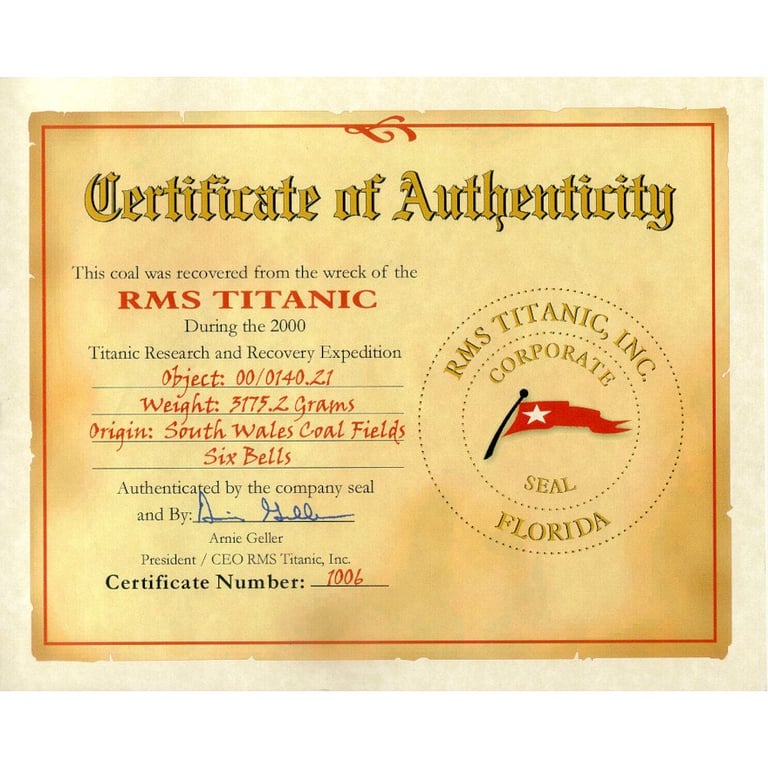 Certificate of authenticity