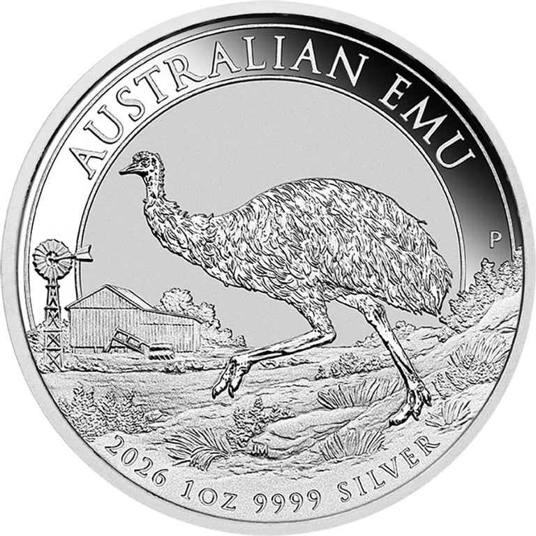 Front of Silver Emu 1 oz - 2026