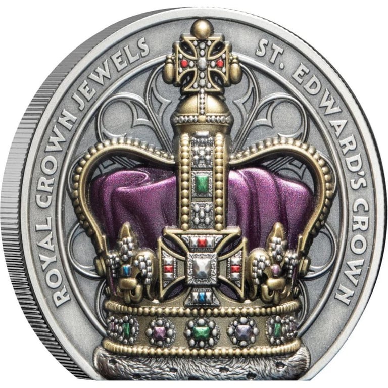 Side view of Silver Royal Crown Jewels - St Edwards Crown 2 oz - Ultra High Relief 2026