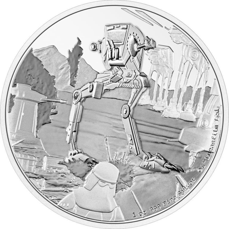 Front of the Silver STAR WARS AT-ST Walker 1 oz PF