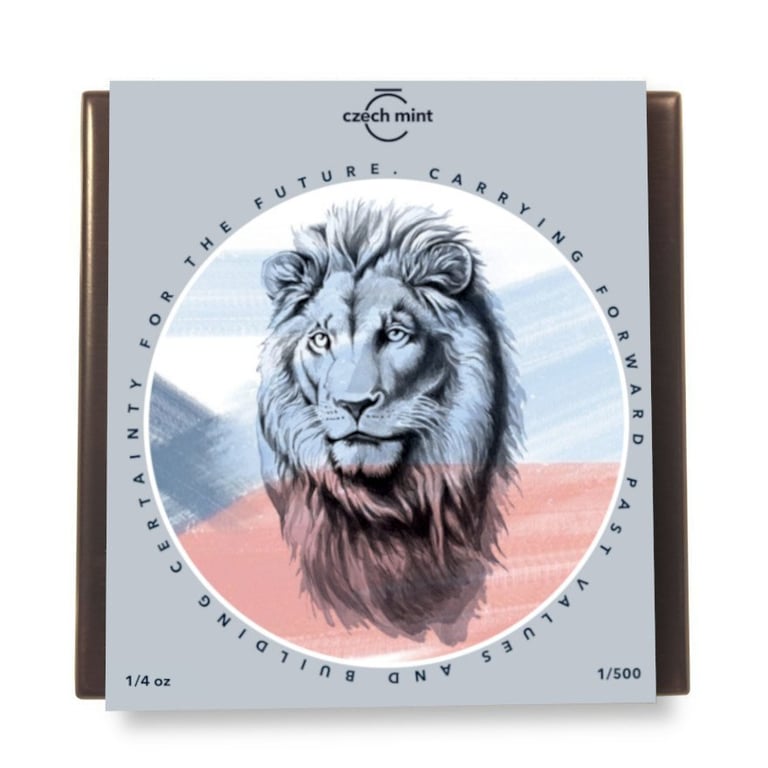 Gold Czech lion 1/4 oz - Proof - 2026 original coin case