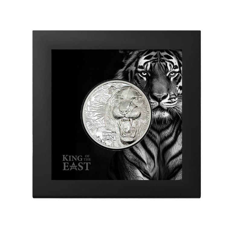 Silver King of the East - Tiger 3 oz PF- Ultra High Relief in the original coin case