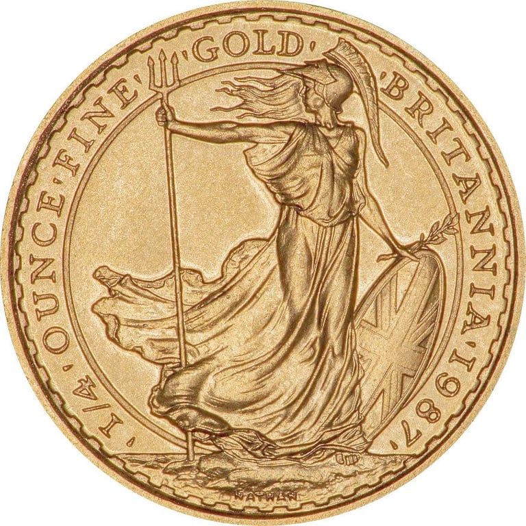Front of the Gold Britannia 1/4 oz (22 Karat)