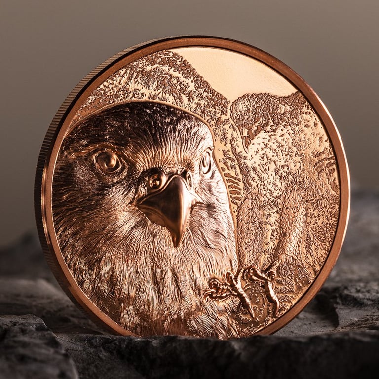 Side view of the Copper Mongolian Falcon 50g PF - High Relief 2023