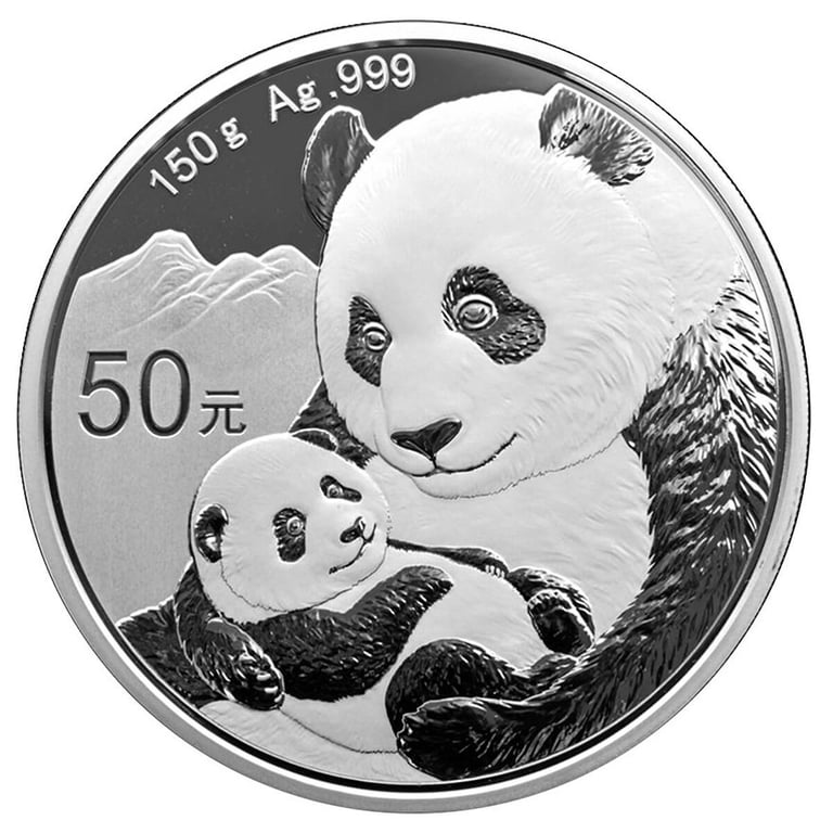 Front of the Silver China Panda 150 g PF - 2019
