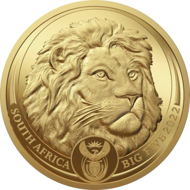 Front of the Gold Lion 1/4 oz PF - Big Five Series II - 2022