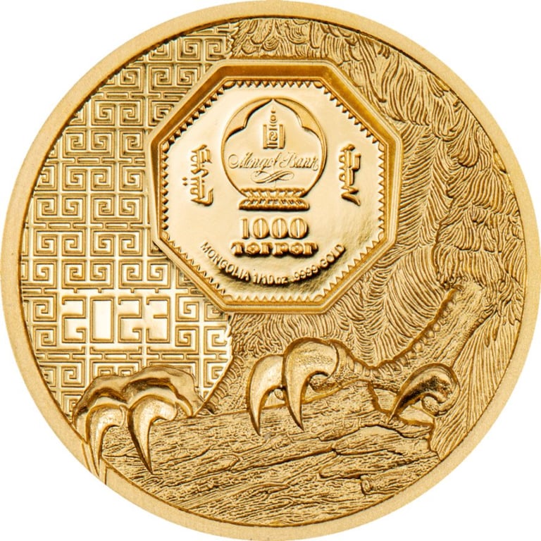 Back of the Gold Mongolian Falcon 1/10 oz PP - High Relief 2023