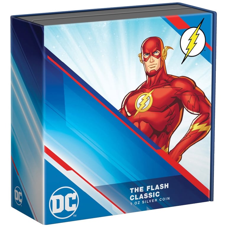 Original coin case of the Silver Flash - Classic Superheroes 1 oz PF