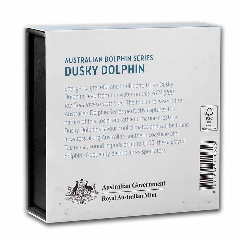 Original coin case of the Gold Dusky Dolphin 1 oz - RAM 2022