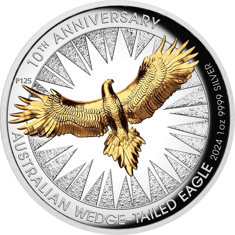 Front of the Silver Wedge Tailed Eagle 1 oz PF - High Relief 2024