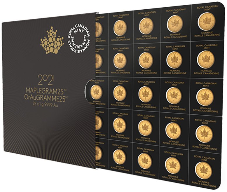 Front of the Gold Maple Leaf 25x1 Gramm - 2022