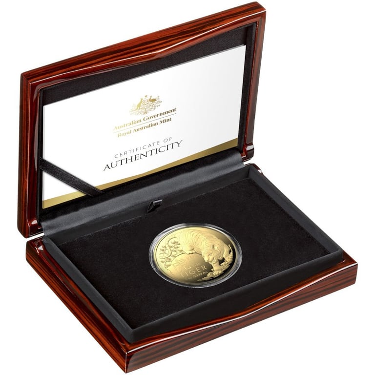 Gold Lunar Tiger 5 oz PF - RAM 2022 in the original coin case