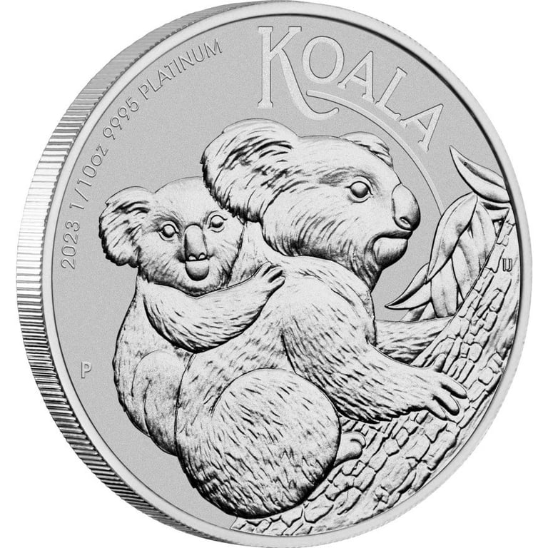 Side view of the Platinum Koala 1/10 oz - 2023