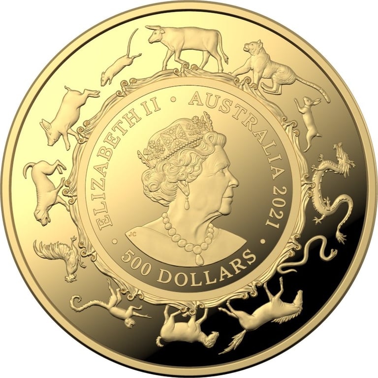 Back of the Gold 5 oz Lunar Ox PF - 2021- RAM