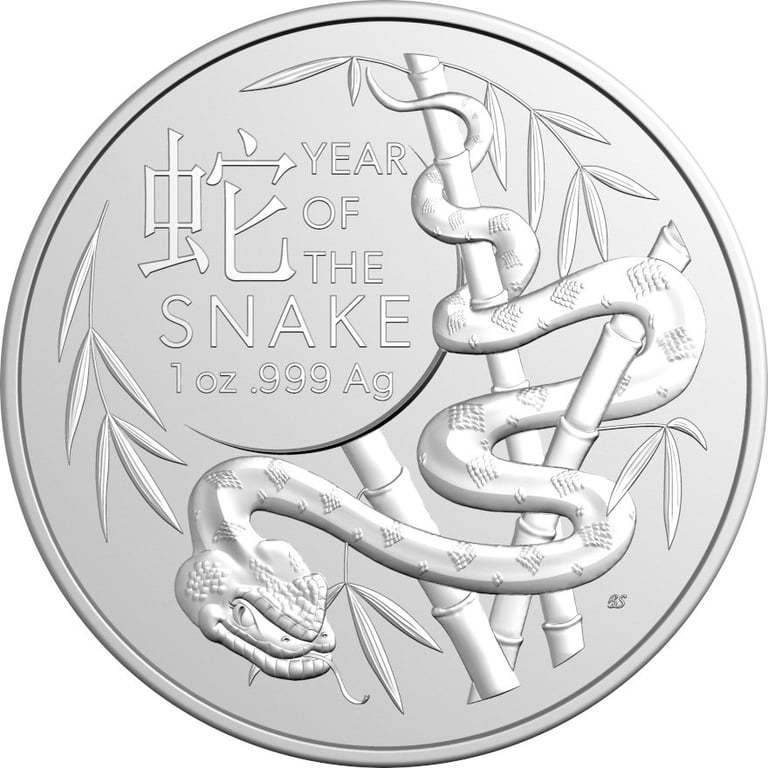 Front of the Silver Lunar Snake 1 oz - RAM 2025