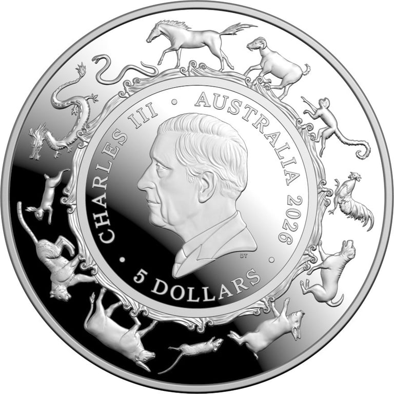 Back of the Silver Lunar Horse 1 oz PF domed coin - RAM 2026