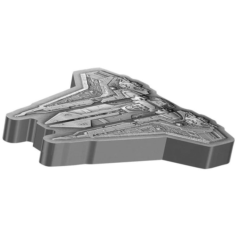 Side view of the Silver STAR WARS Gauntlet Starfighter 3 oz - 2023