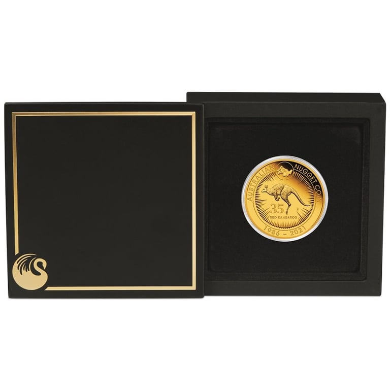Gold Kangaroo 1 oz - 35th Anniversary - PF - 2021 in the original coin case