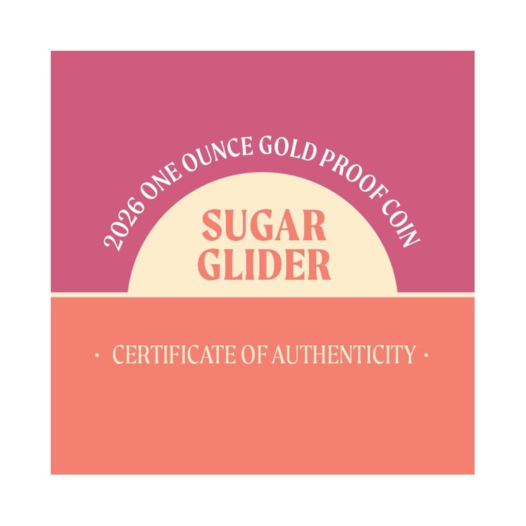 COA of Gold Cute & Cuddly 1 oz Proof - Baby Sugar Glider 2026