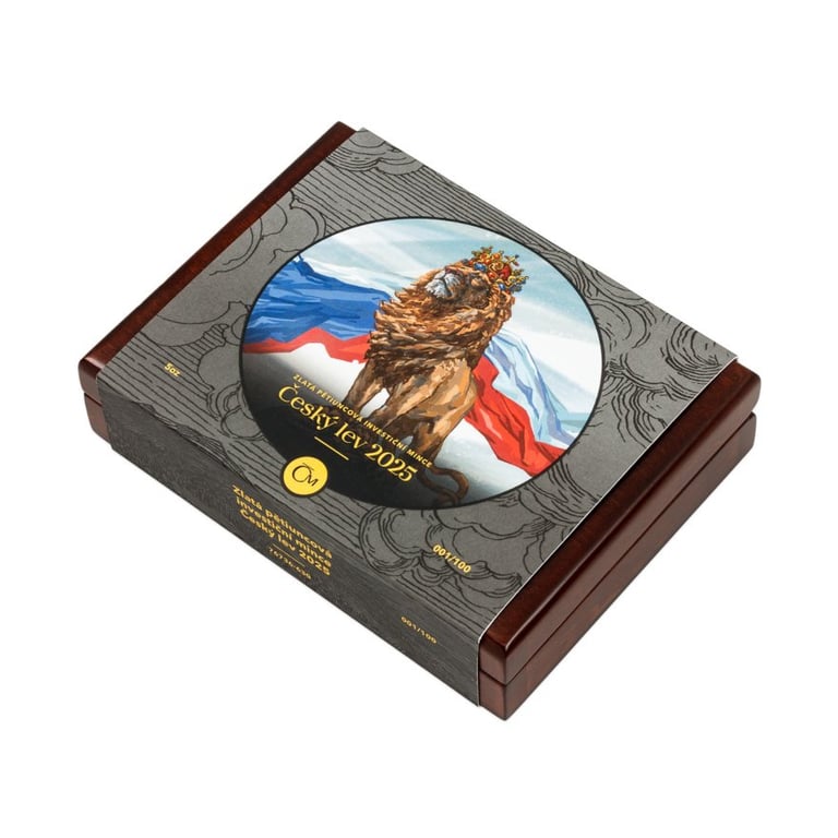 Original coin case of the Gold Czech Lion 5 oz - 2025