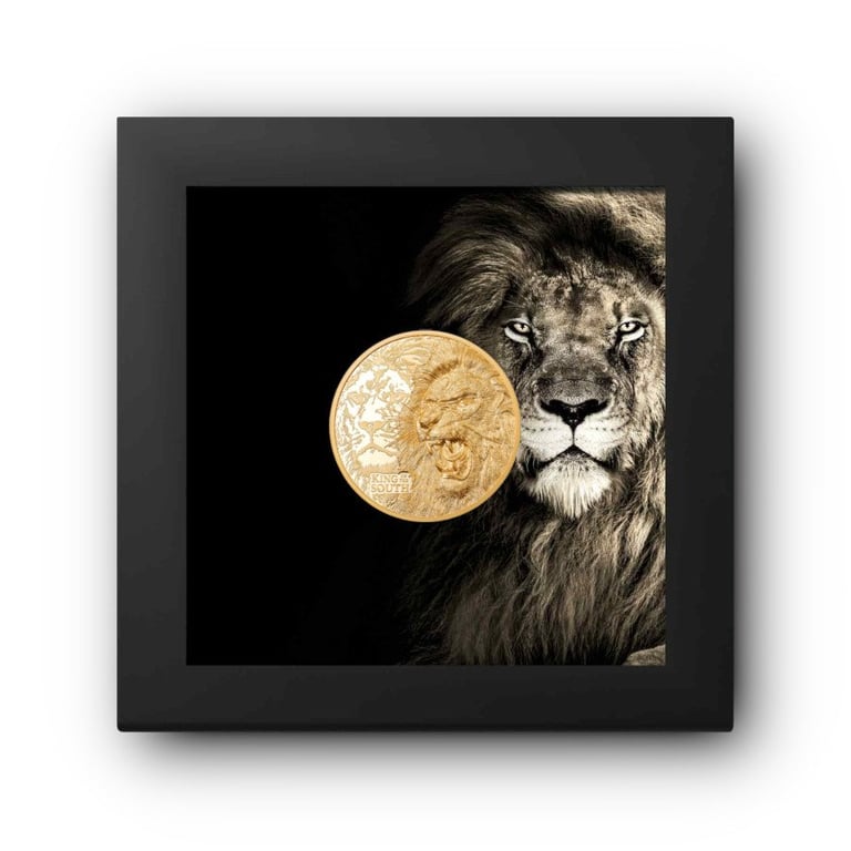 Gold King of the South - Lion 1 oz PF - Ultra High Relief in the original coin case