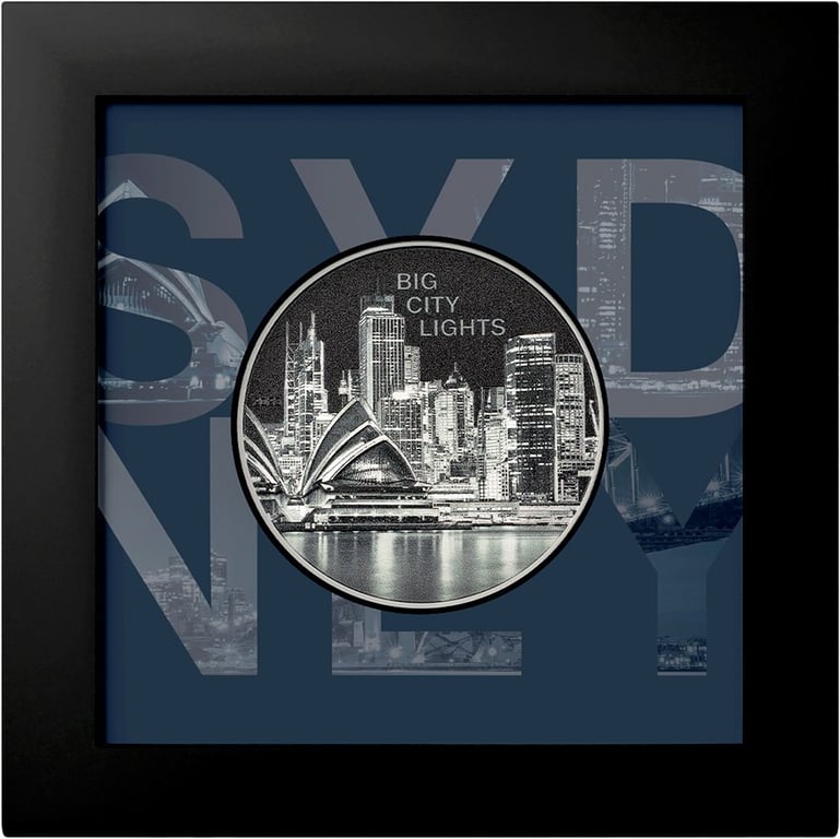 Silver Big City Lights - Sydney 1 oz PF - High Relief 2023 in the original coin case