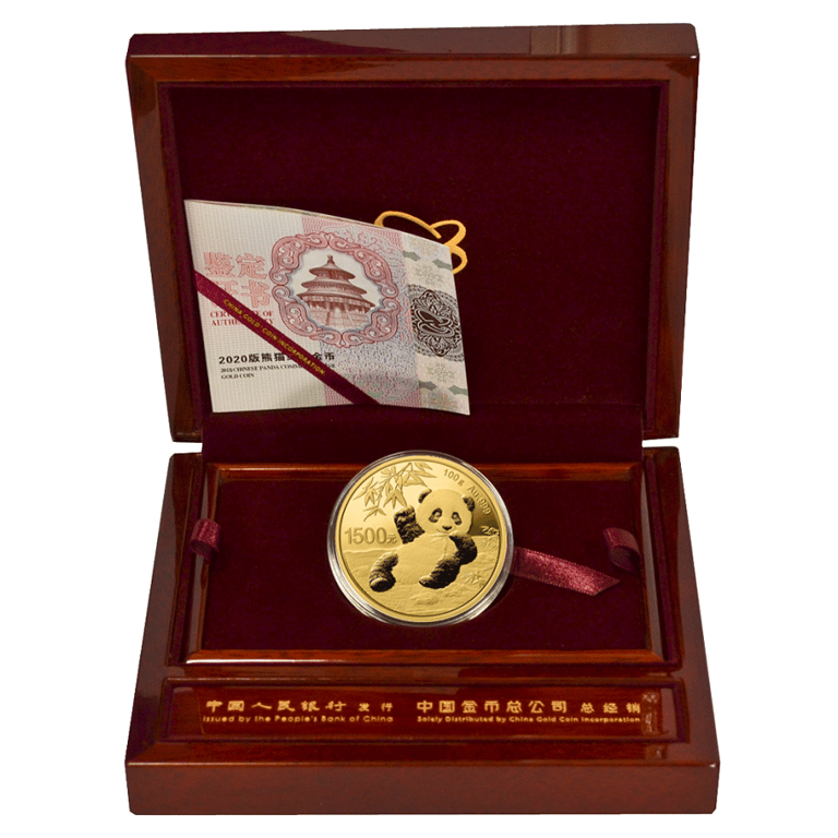 Gold China Panda 100 g PF - 2020 in the original coin case