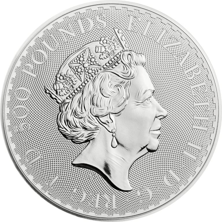 Back of the Silver Britannia 1000 g - various years