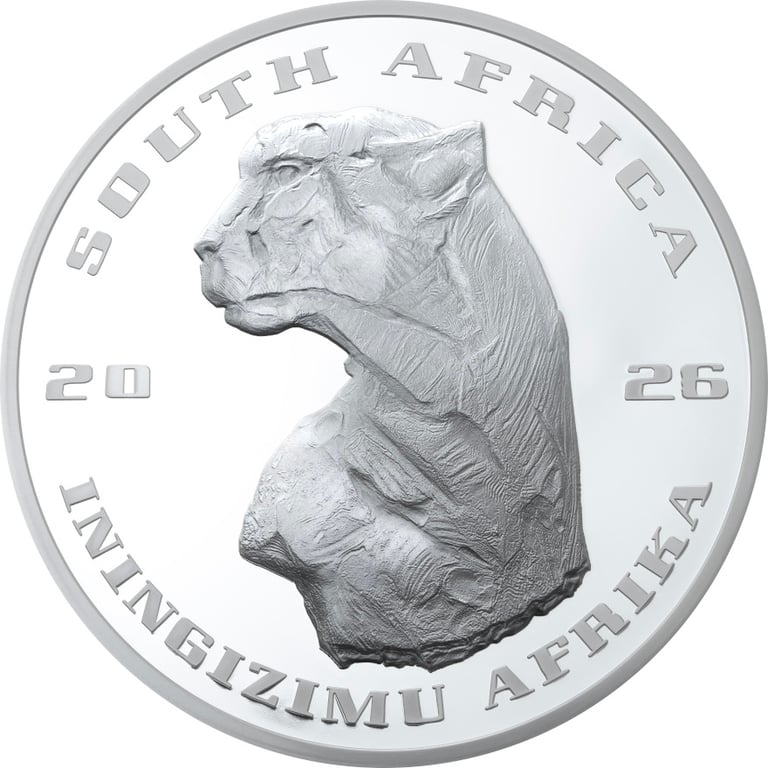Back of Silver Cheetah 2 oz Proof - The African Range - High Relief 2026